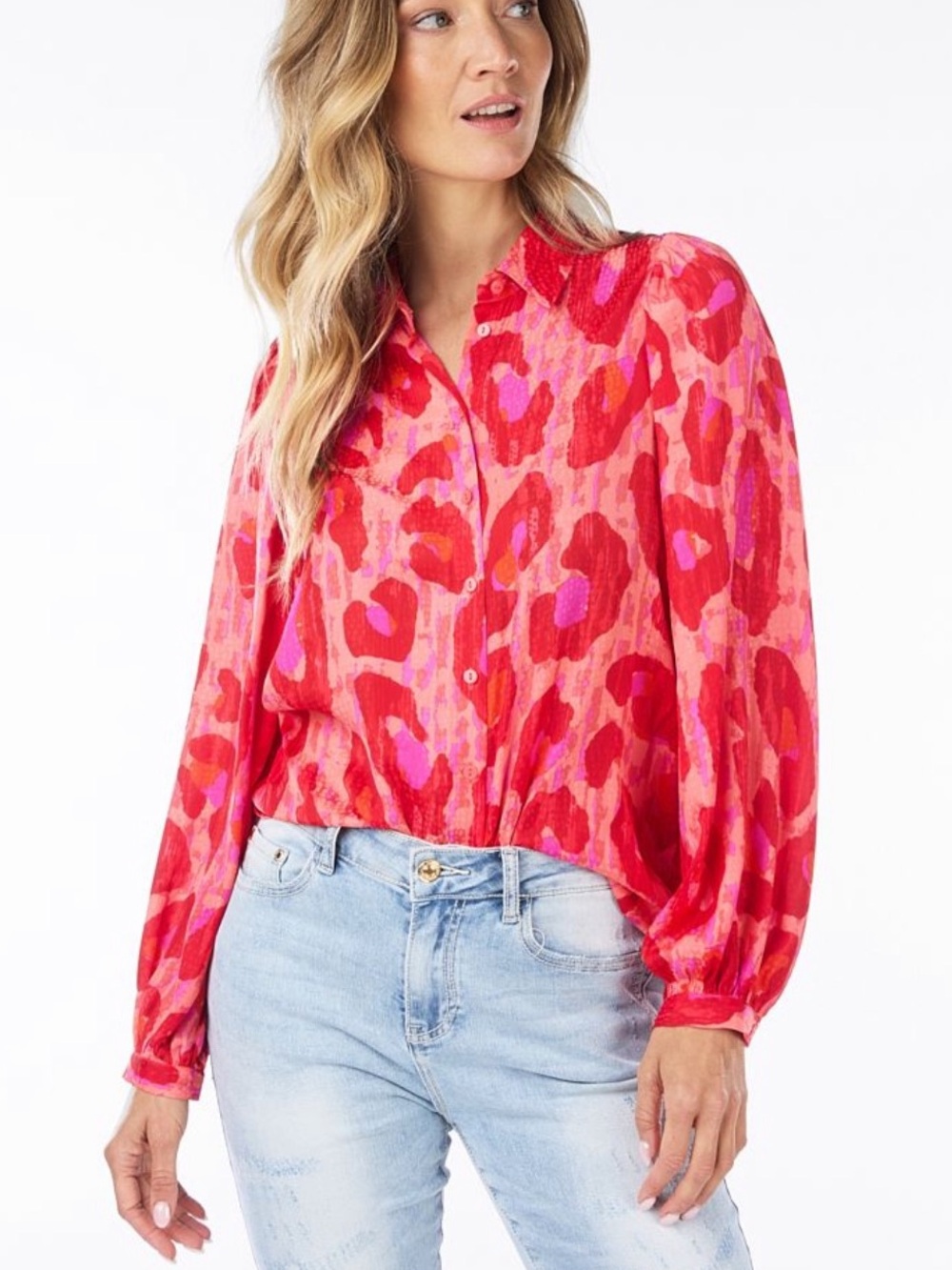 EsQualo pink Leopard Print Blouse Size 12 New with tag
